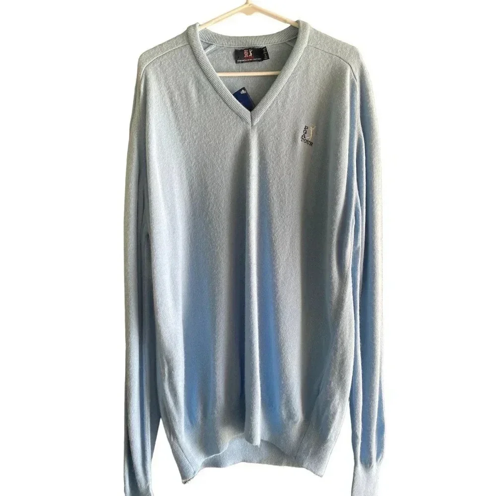 PGA Tour Men's Blue Long Sleeve Pullover Fleece Sweater Size XXL